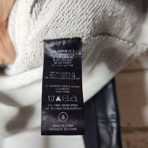 BlankNYC Waterfall Faux Leather Knit Drape Jacket Black Gray Size Small - Picture 15 of 15